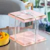 Cajas Transparentes para Pasteles de Cumpleaños al por Mayor de 4 a 12 pulgadas, Cajas para Pasteles Elevadas, Cajas de Embalaje Cuadradas con Tapa de Papel de Doble Capa
