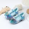 Novos Sapatos de Salto Alto para Meninas de Inverno com Forro de Lã, Sapatos de Couro Cristal Princesa Infantis Quentes, Sapatos Individuais Elsa de Solado Macio, Sapatos de Princesa