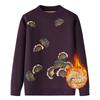 Ropa de Otoño e Invierno para Madres Rojas Suéter Grueso Camiseta Base para Mediana Edad y Ancianas Suéter de Lana Ropa Cálida con Forro Polar para Mujer