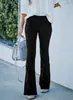 Calça de Veludo Liso de Cintura Alta Slim Fit Flare Europeia e Americana Transfronteiriça Primavera/Verão 2026 com Cintura Elástica Calça Casual