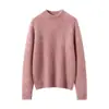 Suéter de punto simple, nuevo suéter de cachemira cepillada para otoño e invierno para mujer, top pullover grueso de color sólido con cuello medio alto