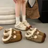 Sapatos de algodão sapatos de pele femininos salto interno que aumenta capa de salto inverno quente dois usos bege slip-on com veludo extra 2026 sapatos de algodão pessoa preguiçosa