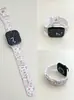 Adequado para Apple Watch 1-12/Ultra3 Fivela Borboleta Pulseira de Silicone Estampada Flor Branca