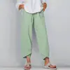 Ropa de Mujer Transfronteriza Nueva Ropa de Mujer de Color Sólido Transfronteriza Talla Grande Simple Holgada Casual Pantalones de Nueve Puntos