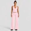 Conjunto de fitness transfronterizo con top de tirantes cruzados en V para yoga, conjunto de pantalones deportivos para correr con cintura elástica de secado rápido