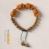 Laoshantan pulsera artística de dibujos animados curativa cuatro pequeños Buda combinación DIY sándalo verde ajustable borla pulsera para hombres y mujeres