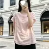 Top camiseta regata vintage artístico de renda pesada com gola redonda, modelagem solta, plus size, para primavera-verão, do Sudeste Asiático, transfronteiriço