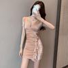 Vestido Sexy Ropa de Trabajo de Club Nocturno para Mujer Look Adelgazante Falda Ajustada a la Cadera Escote en V Profundo Elegante Ropa de Trabajo de Club Nocturno