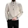 Suéter japonés para hombre, otoño e invierno, cálido, grueso, con botones, cuello medio alto, suéter holgado, prenda interior, top de moda