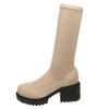 2025 Outono Novo Casual Salto Grosso Salto Alto Manga Moda Elástico Botas Botas Botas Curtas Meias Femininas Botas
