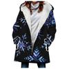 Abrigo trench de mujer nuevo de 2023 de venta caliente transfronteriza invierno engrosado estilo europeo y americano patrón navideño abrigo con capucha lote