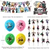 Cazador de demonios: Banner de fiesta de cumpleaños con temática de Kimetsu no Yaiba, banderín, globos, juego de decoración para topper de pastel