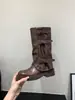 Botas de montar largas Melard de suela gruesa, botas de mujer, nueva colección otoño/invierno 2025, botas negras estilo motociclista hasta la mitad de la pantorrilla