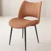 Cadeira de jantar minimalista italiana para casa restaurante hotel cadeira de couro genuíno com encosto off-white cadeira de mesa de jantar estilo luxo leve