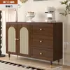 Aparador de Rattan Estilo Francês, Armário de Armazenamento, Armário de Cozinha, Armário de Chá para Casa, Sapateira de Chão para Entrada de Casa