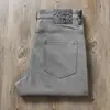 20252025 Nuevos Pantalones de Sarga Lavada Grises para Hombre de Otoño e Invierno, Corte Recto Delgado, Elásticos, de Cintura Media, Modernos