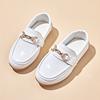 Sapatos de Couro Estilo Britânico para Crianças 2026 Nova Coleção Primavera e Outono Versátil Preto para Meninos Sapatos de Couro Retro Slip-On
