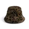 Nuevo Sombrero de Cubo Estampado de Leopardo de Piel Sintética de Visón para Mujer Otoño Invierno Cálido Engrosado Felpa Sombrero de Cubo Versátil para Adelgazar la Cara