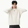 Suéter Masculino de Malha Trançada com Gola Redonda, Coleção Outono/Inverno 2026, Confortável, Versátil, Moderno, Fashion, Estilo de Hong Kong, Blusa Casual