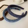 Faixa de Cabelo Fina Azul Tecido Estilo Coreano com Toque de Luxo, Presilha de Cabelo Sensível à Pressão, Faixa de Cabelo com Esponja de Coroa Alta, Acessório de Cabelo para Afinar o Rosto para Mulheres