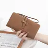 Nova Carteira Longa Feminina Estilo Coreano Moda Fivela Zíper Carteira Estudante Multi-Compartimento para Cartões Carteira de Couro Macio Porta-Cartões Porta-Moedas