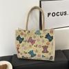 Bolsa de lona bolsa feminina 2024 nova bolsa de linho de grande capacidade ins commuter tote bag bolsa de ombro