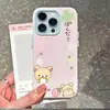Capa de Morango Rilakkuma para Apple 17ProMax iPhone16 Color Block Anti-Queda 15Pro Fofa 14