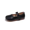 Nueva colección primavera-otoño de zapatos de piel para niños, zapatos sencillos negros, zapatos de bebé, diseño de punta cuadrada, suela blanda, parte superior de piel, tallas 23-34