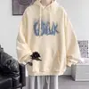 Moletom com Letra Outono e Inverno Estilo Versátil Moletom Casual Tops Masculinos e Femininos Mangas Longas Quentes