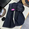 Diseño estilo coreano sentido original color mezclilla etiqueta rosa hilo rosa retro pantalones vaqueros anchos largos para mujer otoño pantalones rectos hasta el suelo modernos