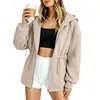 Jaqueta Casual com Capuz e Zíper de Cor Sólida de Comprimento Médio com Cordão na Cintura para Mulheres - Lançamento Outono/Inverno 2026 Europeu e Americano Amazon
