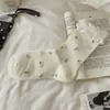 Calcetines de encaje blancos para mujer, calcetines de estilo japonés de lunares pequeños hasta la pantorrilla, calcetines finos de malla transpirables dulces florales apilados para primavera y verano