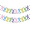 10 piezas decoración de fiesta temática de Pascua transfronteriza banderín de conejo macarrón con pompón flor de pompón venta al por mayor personalizado