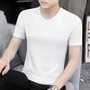 Camiseta de Manga Corta de Verano para Hombre, Color Sólido, Cuello en V, Modal, Secado Rápido, Manga Media, Ropa Ligera de Seda de Hielo para Hombre