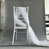 Cortinas de gasa para respaldos de sillas de boda, gasa blanca para jardín de infantes, decoraciones de gasa para sillas de bodas al aire libre, sillas de bambú para temporada de graduación, gasa de malla de tela