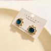 Pendientes elegantes y combinables con todo, estilo coreano distintivo, con diamantes, estilo retro, estilo palacio, sencillos y cortos con flores para mujer.