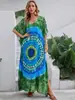 Tiro Real Transfronterizo Secado Rápido Posicionamiento Estampada Blusa de Playa Vestido Largo Vacaciones Camisa Protectora Solar Suelta Bikini Mousse
