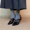 Zapatos de salón elegantes para mujer de estilo francés con punta fina y diseño de una sola correa, con forro mullido, suela plana y forro polar para abrigar.