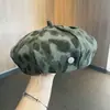 Boina Octagonal de Camuflaje para Mujer, Moda de Primavera y Otoño, Boina de Artista con Estampado de Leopardo, Circunferencia de Cabeza Grande, Boina Retro Británica