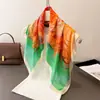 Lenço de Seda Sintética com Estampa de Girassol, Xale de Luxo, Lenço de Pescoço Versátil, Lenço Quadrado Pequeno, Lenço de Cabeça, Lenço Feminino
