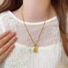 Nuevo Collar de Calabaza Antiguo Dorado Arena Estilo Chino Microincrustado para Mujer, Cadena Clavicular Retro de Alta Gama, Accesorio de Lujo Ligero de Nicho