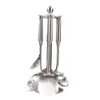 Juego de Espátulas de Acero Inoxidable Pulido No Magnético para Cocina para Uso Doméstico, Mango Hueco Engrosado, Espátula, Cuchara para Gachas, Utensilios de Cocina Juego de Siete Piezas al por Mayor