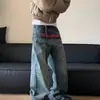 Pantalones Largos de Mezclilla Estilo Retro Americano para Hombre, Nuevo Estilo Primavera y Otoño, Lavados Vintage Holgados Rectos de Pierna Tendencia Diseño de Nicho Pantalones Casuales