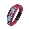 El Popular Pulsera de Cuero Azul Turquesa para Hombre de Amazon, Hecha a Mano con Accesorios de Acero Inoxidable Multicapa, Ya Está Disponible