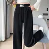 Calça feminina de perna larga estreita cor branco cremoso outono e inverno 2023 nova chenille cintura alta reta pequena casual