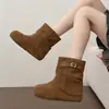 Botines Cortos Nuevos de Verano 2026 Estilo Coreano Hebilla de Cinturón Punta Redonda Para Estatura Pequeña Botas de Tacón Apilado Botas Vaqueras Occidentales