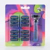 Navaja manual desechable hoja de acero inoxidable de 6 capas 1 mango de cuchilla 13 cabezales de cuchilla navaja para hombre manual al por mayor