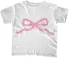 Camisetas gráficas de manga corta para mujeres y adolescentes con estampado de lazo Y2K