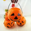 Linterna de Calabaza de Halloween Portátil Tarro de Dulces de Calabaza Accesorios para Actuaciones Infantiles Cubo de Calabaza Luminoso Decoraciones con Tapa