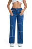 Jeans de Mujer Transfronterizos 2026 con Estiramiento, Estilo Workwear de Parches de Pierna Ancha Recta Vintage, Ajuste Ancho Europeo y Americano